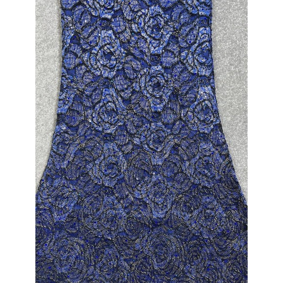 La Scala Iridescent Sequin Sleeveless Fitted Maxi Formal Dress Womens Small Blue - Picture 7 of 16